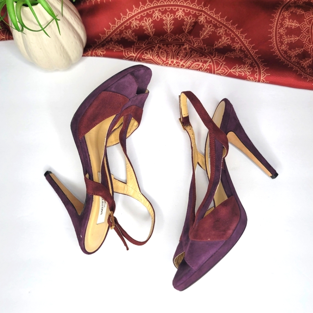 Saks Fifth Avenue Purple Suede Slingback Heels